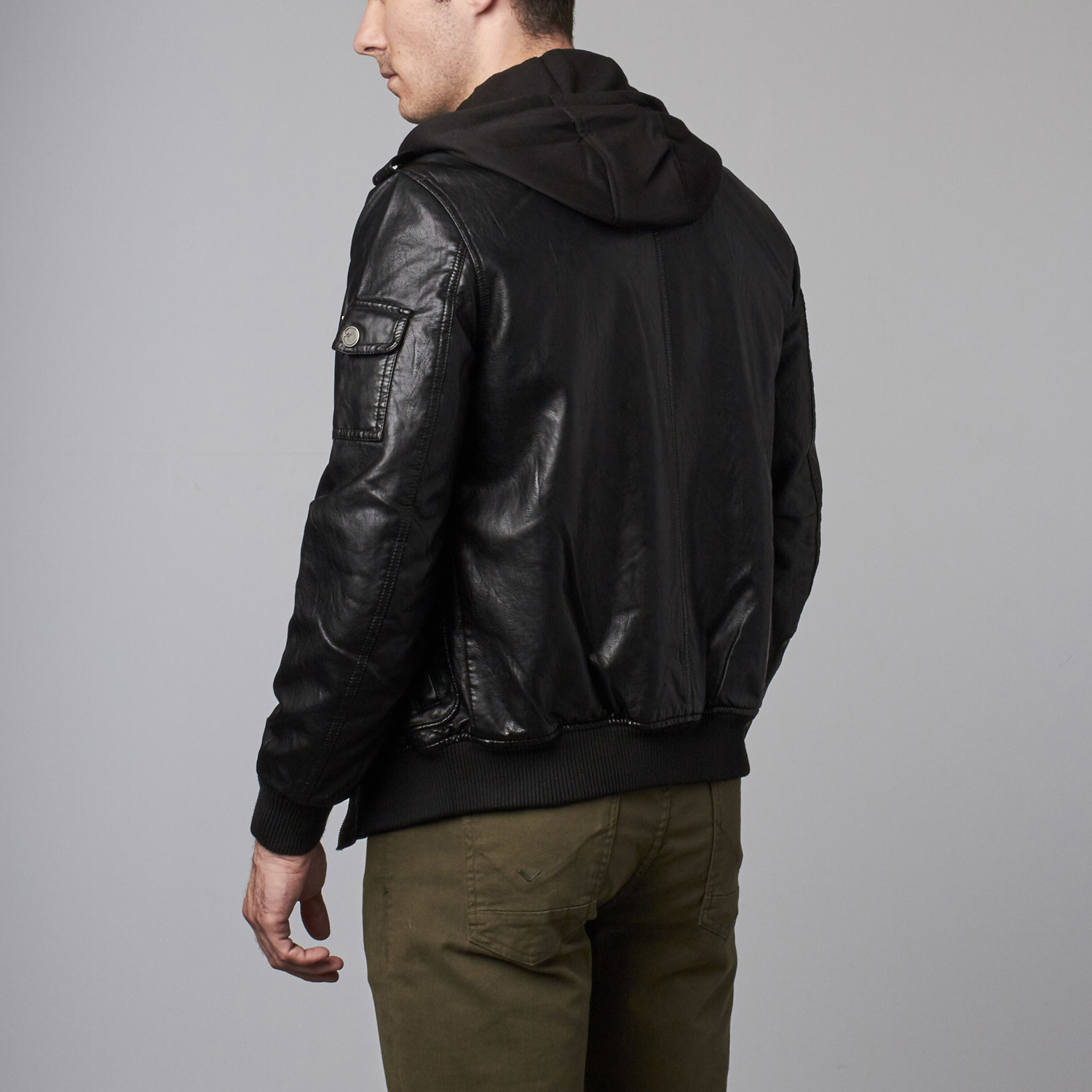 Hooded Faux Leather Jacket Black S Xray Touch Of Modern Hooded Faux Leather Jacket Black S
